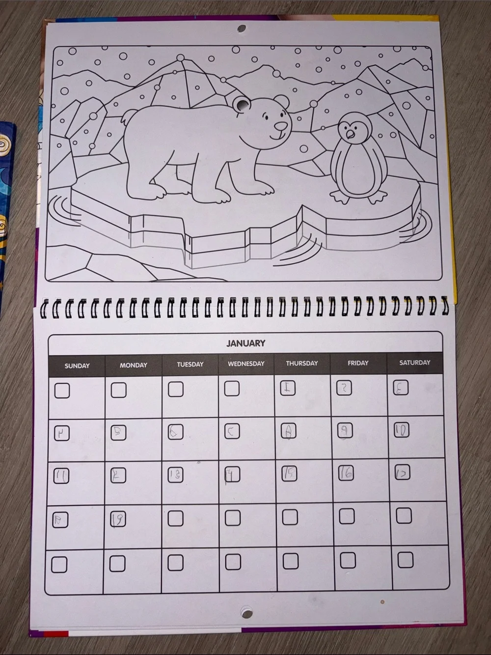 Alphabet Fun-Schooling Journal & Color Your Own Calendar - Blue/Yellow